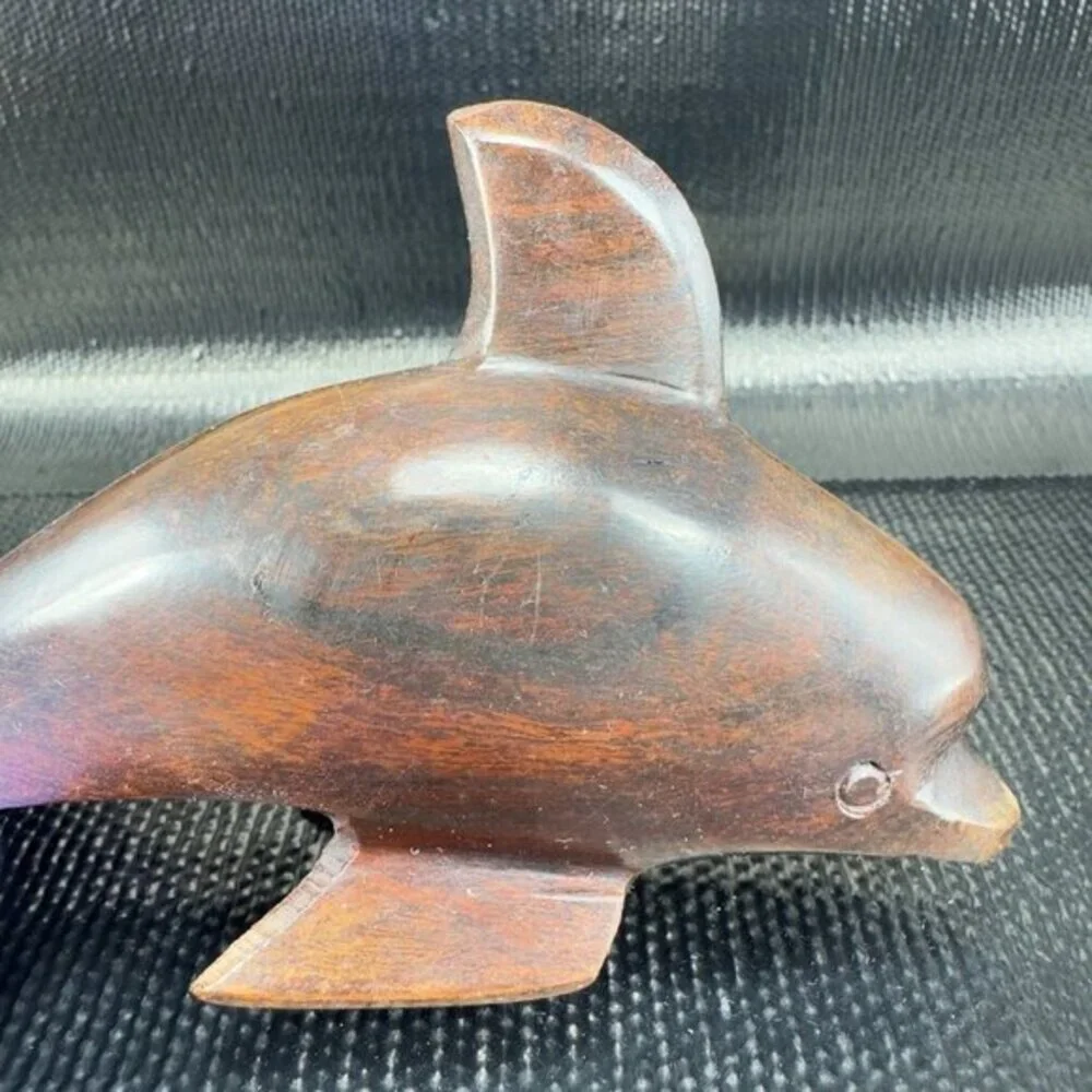 Hand Carved Ironwood Figurine Wood Carving‎ Made Mexico Dolphin Figurine Vintage
